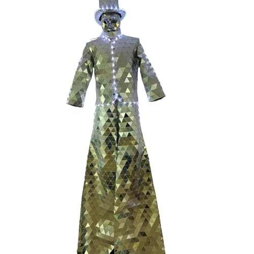 Earthradius LED Silencia Walker traje Mirrorman mujeres traje de baile rendimiento cosido a mano traje para hombres adultos (juego completo sin LED, XL)