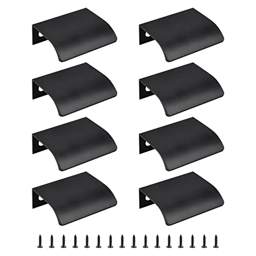 MOROBOR Black Mini Finger Edge Pull, 8pcs Concealed Handle Modern Style Drawer Handle
