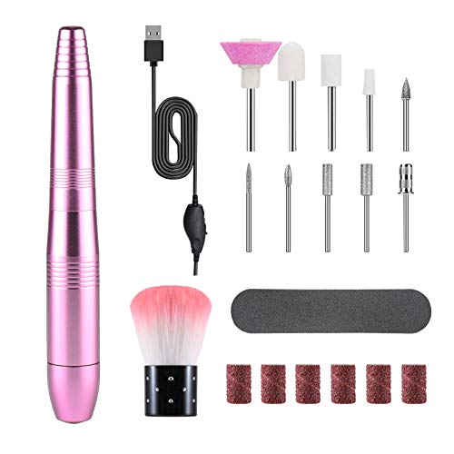 KCO Portable Electric Nail Drill Compact Kit Professional Efile Design for Home Salon Tools for Acrylic, Gel Nails Remove Polish with 11Pcs Drill Bit, 106 Sanding Bands, Purple