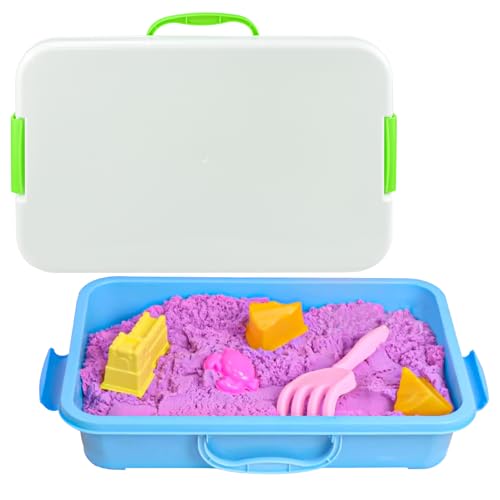 KYYGKY 2 Stück Sandkasten mit Deckel Kunststoff-Tablett Sandkasten...