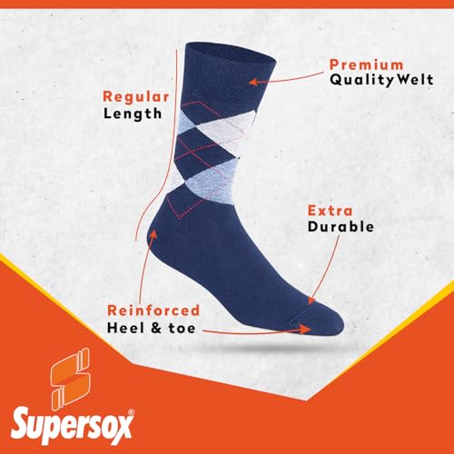 Image of Supersox Formal /Office Calf Socks for Men Combo, Made With Breathable, Anti Odour & Moisture Absorbent Combed Cotton (Pack Of 3)