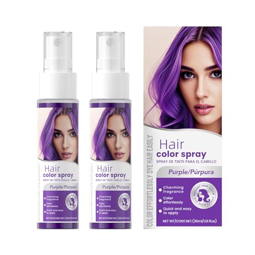 Clawrex Tinte temporal para el pelo, 2 unidades, spray para el pelo, color líquido en spray para Halloween, carnaval, cosplay (morado)