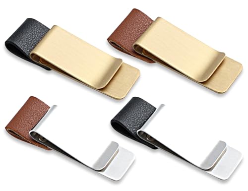 KAPSING 4 Piezas Portalápices de Acero Inoxidable y Cuero PU, Retro para Cuaderno, Planificador, Calendario