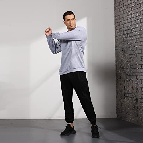 Opomelo Men's Long Sleeve Pullover Polo Shirts-Casual Loose Fit Sweatshirts V Neck Tops Grey #TOP7