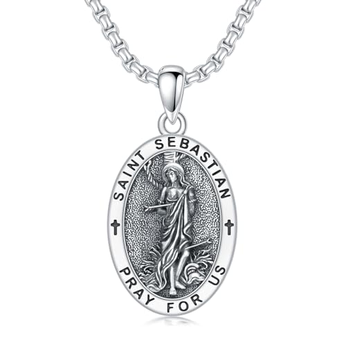 Collier Saint Sébastien médaille d'argent cadeau bijoux pour homme femme