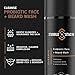 stubble & stache Face Wash and Beard Wash for Men – Daily Facial Cleanser with Niacinamide, Aloe Vera, Green Tea, and Probiotics – Fragrance-Free – 3.4 fl oz