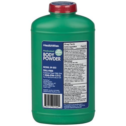 Image of HealthWise Extra Strength Medicated Body Powder, .8% Menthol, 10 Ounce (Pack of 12)