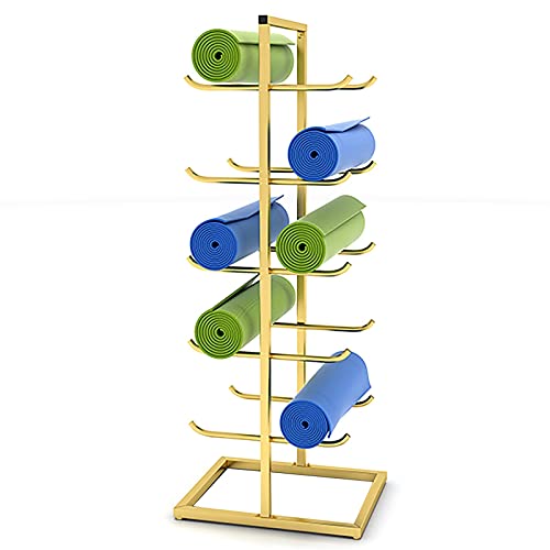 Support de tapis de yoga en métal à 5 niveaux pour rangement fitness