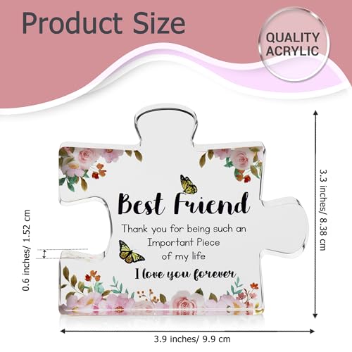 Image of VELENTI Gift for Best Friend for Women - Engraved Acrylic Puzzle Piece - Bestie Present with Cute Quote - Friendship Gifts for Birthday, Christmas, Thanksgiving - Adorable Decoration Piece for Home
