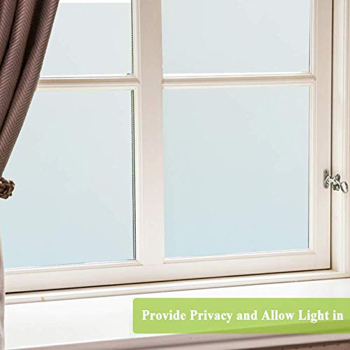 Image of WISDOM Privacy Window Film Frosted Static Cling Glass Sticker for Home Office Security and Decorative Opaque Glass Effect Anti-UV Removal (24 X 48 Inch, White Frosted)