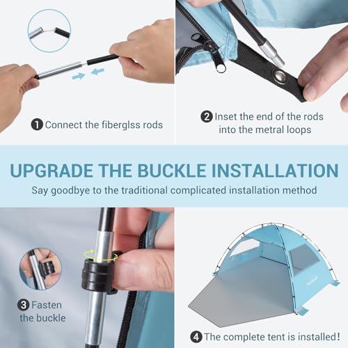 Beach Tent Sun Shelter, Elegear CumbreX™ UPF 50+ Beach Tent Canopy, 4-5 Person Pop Up Beach Shade Tent Portable Beach Cabana Lightweight Easy Carry Set Up for Camping Fishing Outdo image 2