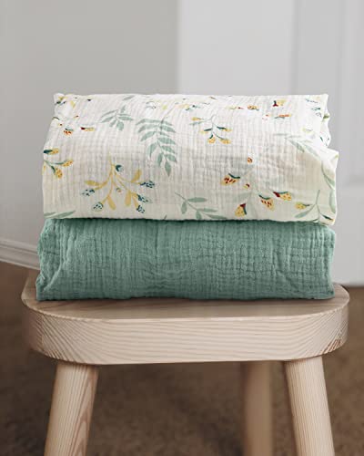 image for Blissful Diary Muslin Mini Crib Sheets, Pack and Play Mattress Sheets 