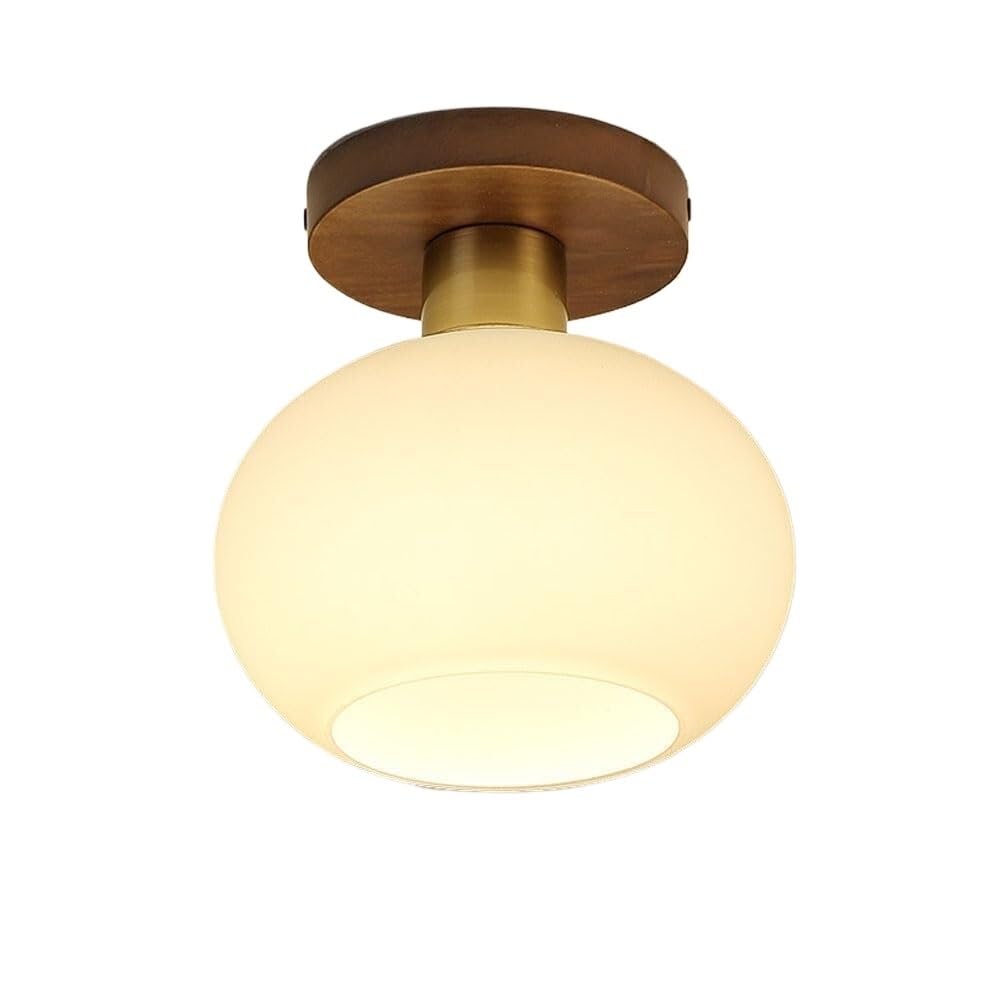 Plafonnier globe en noyer noir luminaire encastré verre dépoli E26