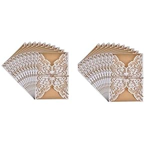 Hochzeit EinladungsKarten,20er Pack Retro Hochzeitseinladung Laser Geschnitten mit Leeren Kraftpapier Innenbögen…