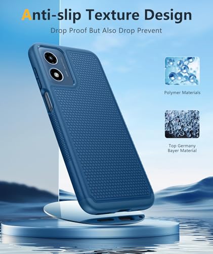 Image of FNTCASE for Motorola Moto G-Play-2024 Case: Dual Layer Protective Heavy Duty Cell Phone Cover Shockproof Rugged with Non Slip Textured Back - Military Protection Bumper Tough (Blue)