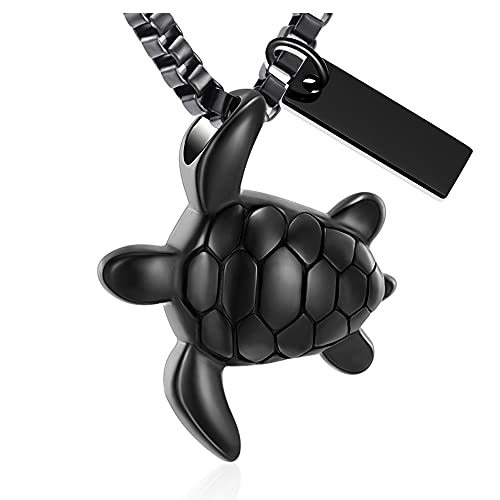 XSMZB Sea Turtle Cremation Jewelry for Ashes for Men Women Memorial Urn Necklace for Ashes for Human/Pet Funeral Ashes Necklace Keepsake Pendant (Customize)