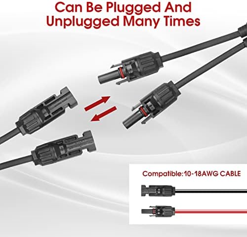 PAEKQ Solar Y Branch Connector 2 to 1 Branch Parallel Adapter Cable PV Branch Connector Cable Splitter Coupler for Solar Panels (MM/F+FF/M)