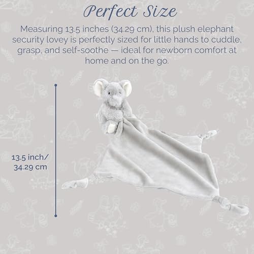 Image of MON AMI Ozzy The Elephant Plush Lovey for Babies | 13.5 inch Knotted Security Blanket | Soft Baby Comforter Toy | Perfect Newborn Essential for Birthdays & Baby Showers