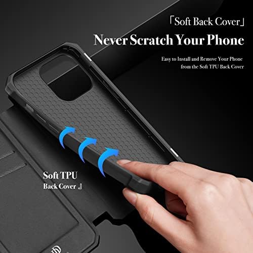 DUX DUCIS Case for iPhone 13 Pro Max, Premium Flip Leather Wallet Magnetic Phone Cover Case with Card Holder for Apple iPhone 13 Pro Max (Black)