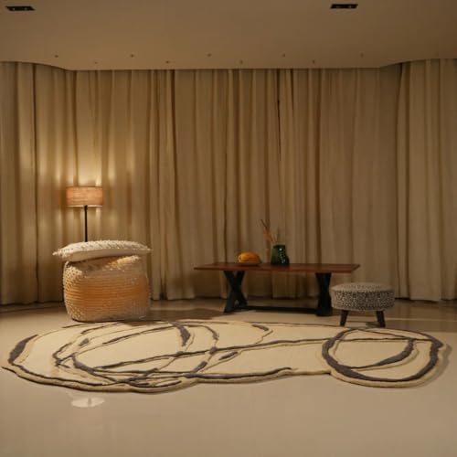 Image of Hand Made Tufted Carpet Premium Wool Abstract Irregular Design Non Slip Area Rug for Living Room Weight- |39 Pound|Size-7x10 Feet (84x120 Inch)
