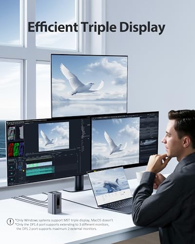 Baseus Spacemate Docking Station, 11-in-1 USB-C Dock for Windows Laptop, Triple Display with 4K HDMI & DP, 10Gbps USB-C & USB-A, Ethernet, Audio, 100W PD Charging for Dell HP Lenovo Acer and More - Image 4