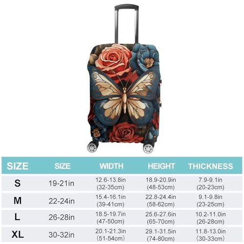 Travel Luggage Cover Elastic Suitcase Protector Anti-Scratch Washable Butterflies And Roses Luggage Sleeve Tsa Approved Carry on Covers Baggage Cover Fits 18-32 Inch Luggages2