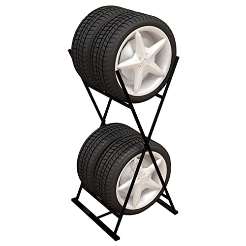 Estante Neumaticos Estante de Almacenamiento de Neumáticos Plegable de 2 Estantes para Garaje, Soporte de Llantas Ruedas Loft para Almacenar hasta 4 Llantas con Llanta, para Neumáticos de Barro Cover