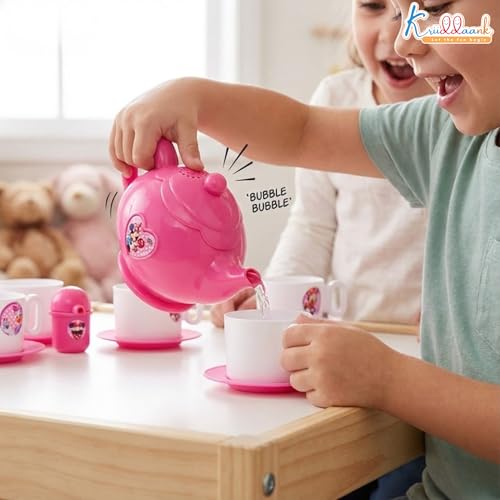 Image of Minnie Tea Playset for Kids Aged 3+ | 12-Piece Pretend Play Tea Party Set with Electronic Kettle, Boiling Sounds & Lights |Safe & Non-Toxic Educational Kitchen Toy|Birthay Gift for Toddlers