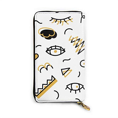 Preisvergleich Produktbild JHGFG Zeichnung Zusammenfassung Unregelmäßiges Muster Echtes Leder Geldbörse Lange Damen Geldbörse Handtasche Multi Kartenhalter Organizer Für Frauen Angepasst