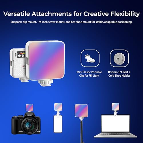 Image of Digitek (LED-D6W RGB) Portable Mini RGB LED Video Light with inbuild Battery & 360 HSI, 3000K-6000K, 8-Level Control, 9 Special FX Modes, Type-C Charging, 2hr Battery, for Photography & Videoshoots