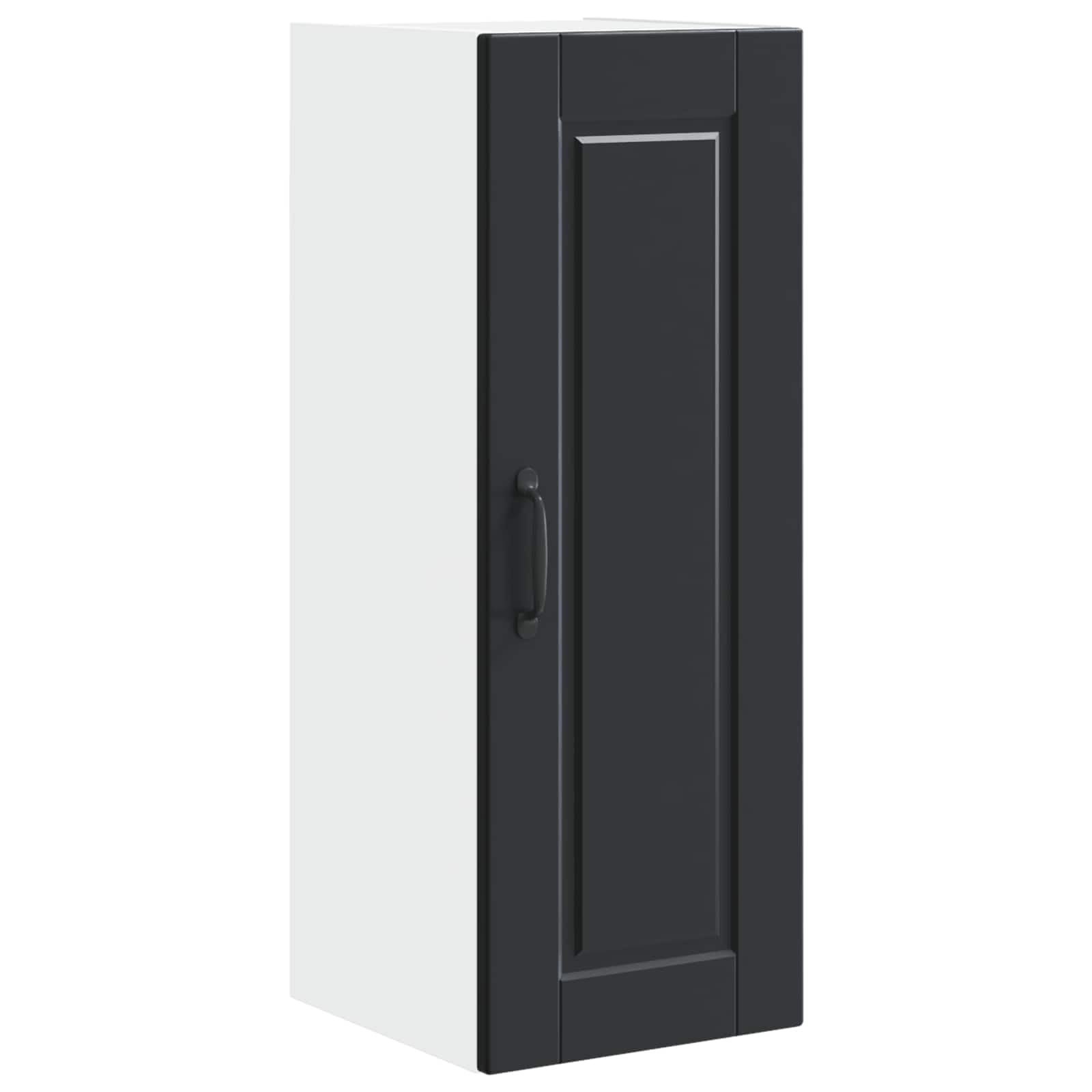 Wandschrank Porto, 2-teilig, Schwarz, Holz, 80 cm | Modernes Design, Küchenaufbewahrung, Regalfächer, pflegeleicht, feuchtes Tuch