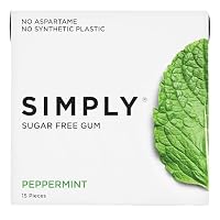 Simply Gum | Sugar Free Xylitol Chewing Gum | Peppermint | Pack of Six (90 Pieces Total) | Plastic Free + Sugar Free + Aspartame Free