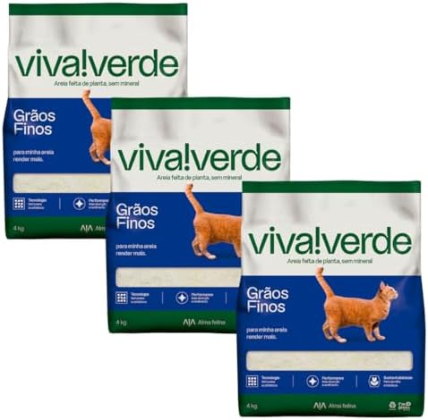 Viva Verde! Areia Higiênica Biodegradável Fina para Gatos Kit 12k...