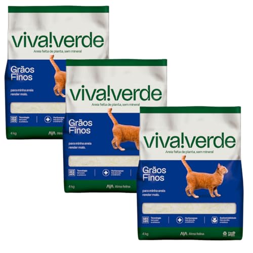 Viva Verde! Areia Higiênica Limpeza Biodegradável Fina Kit 12kg para Gatos