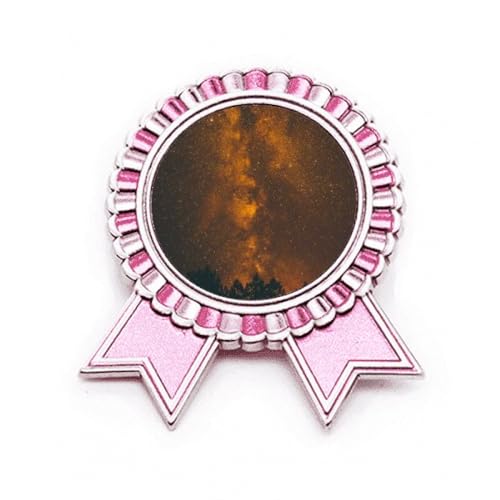 Broche rose orange sombre art déco, le badge médaille idéal à offrir pour célébrer un succès