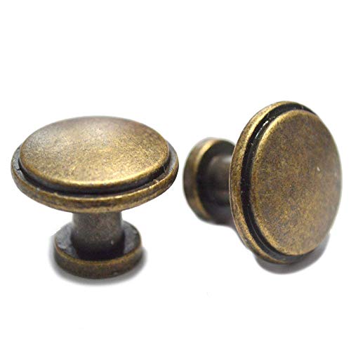 8 Pcs Bronze Knobs Antique Round Drawer Handles Vintage Pulls Single Hole Decorative Hardware For Furniture Cabinet Cupboard Dresser Medium Size (Dia:1", Height:7/8") #TOP3