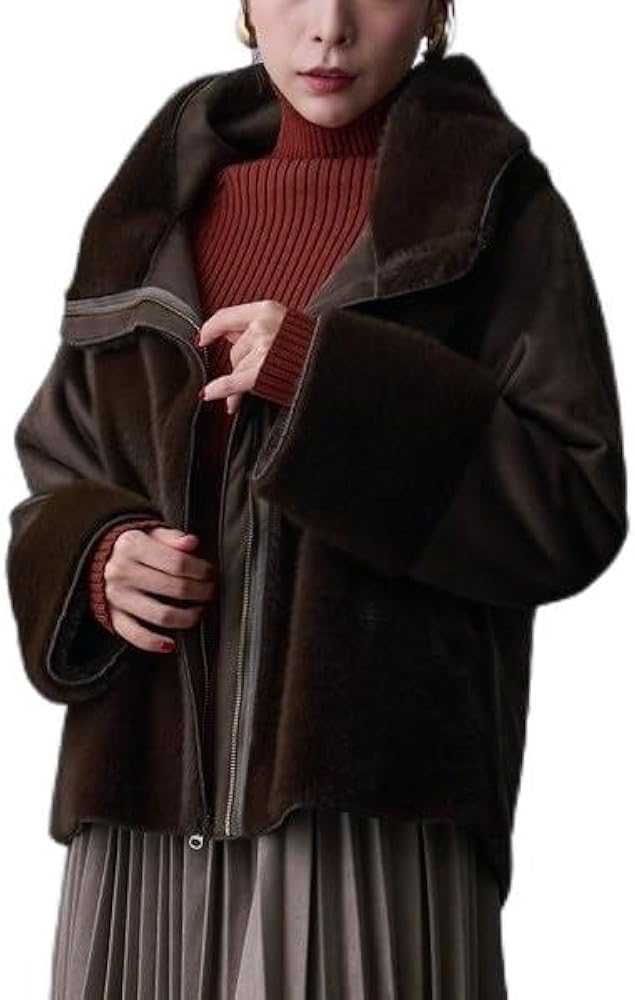 Amazon | [ニコルホワイト] リバーシブルフェイクムートンブルゾン 13