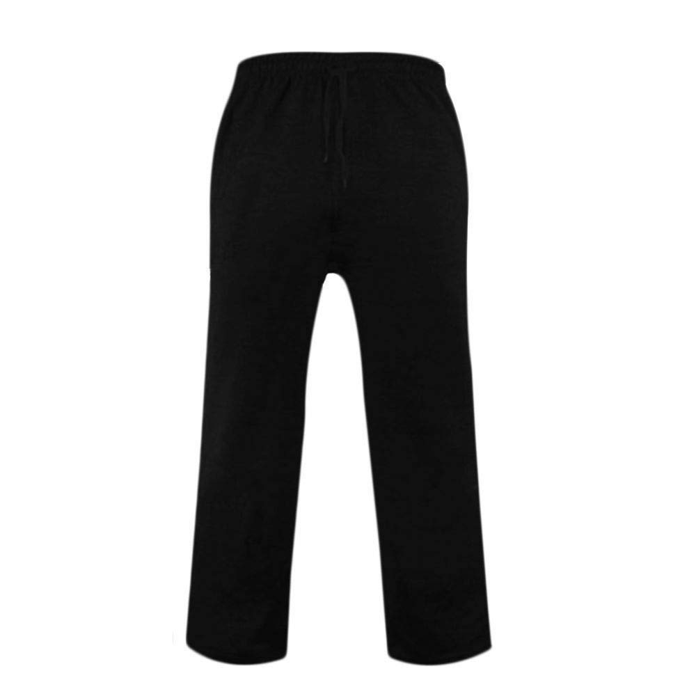 Men's Black Jogging Fleece Bottoms Joggers Casual Trousers Open Hem S-6Xl (3Xl, )