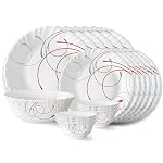 Larah by Borosil Boro Fluted Series Opalware Dinner Set | 19 Pieces for Family of 6 | Microwave & Dishwasher Safe | Bone-Ash Free | Crockery Set for Dining & Gifting | Plates & Bowls | White