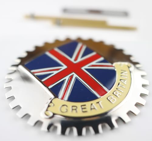Image of Great Britain British Union Jack Stripes Automotive Grill Badge Emblem for Trucks and Cars