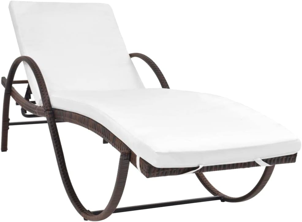 Sun Loungers 2 pcs with Table,Outdoor Lounge Chairs,Garden Sunlounger,Sunbathing Recliner,Outdoor Bed,Sun Lounge Bed,for Beach,Patio,Backyard, Poly Rattan Brown