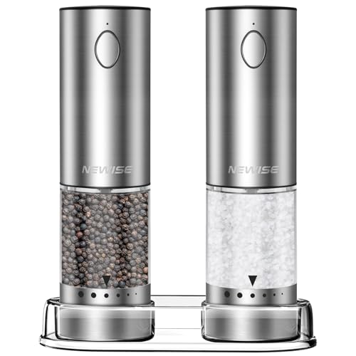 Electric Salt and Pepper Grinder Set, Rechargeable with LED Light...