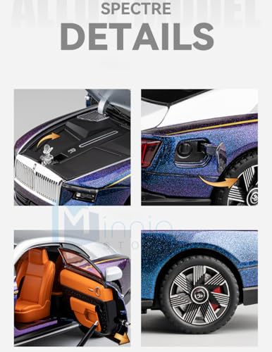 Image of 1:24 Rolls -Royce Spectre Model Car with Box, Zinc Alloy Pull Back Toy car with Sound and Light for Kids Boy Girl Gift [Colors as Per Stock]