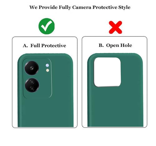 Image of A rtistque Liquid Silicone Back Cover Case for Poco C65 / Mi Redmi 13C 4G Shockproof TPU Soft Flexible with Camera Protection - Green