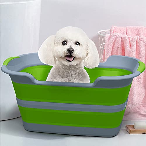 Ddluck Multi-Functional Collapsible Pet Bathtub With Drainage Hole, Portable Indoor Outdoor Foldable Washing Tub Bathing Tub Small Pets Bathtub For Puppy Small Dogs Cats (Green) #TOP1