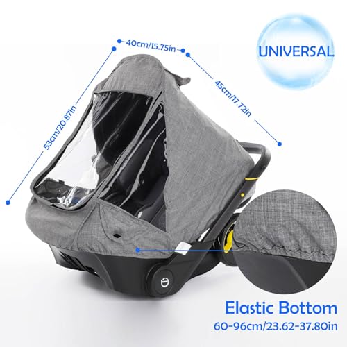 Image of Car Seat Rain Cover,Food Grade EVA,Universal Car Seat Rain,Waterproof, Windproof Protection,Protect from Dust Snow,Rain Cover Features Quick-Access Zipper Door and Side Ventilation(Grey)