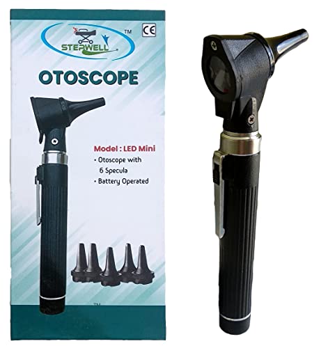 Image of STEPWELL LED Otoscope (White Light) Pocket Scope, with Battery Handle (Black)