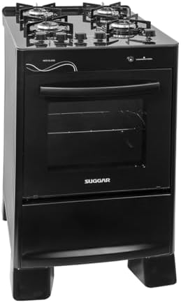 SUGGAR FOGÃO NEO GLASS PRETO MESA DE VIDRO 4 BOCAS TREMPE 6 APOIO...