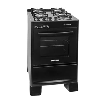 SUGGAR FOGÃO NEO GLASS PRETO MESA DE VIDRO 4 BOCAS TREMPE 6 APOIOS ACENDIMENTO AUTOMÁTICO FGVNG410PT