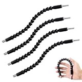 Rongon Flexible Drill Bit Extension, 4-Pcs 11.6 Inch Flex Screwdriver Soft Shafts, Screw Drill Bits Holder Adapter for Hand & Power Electric Driver Tools